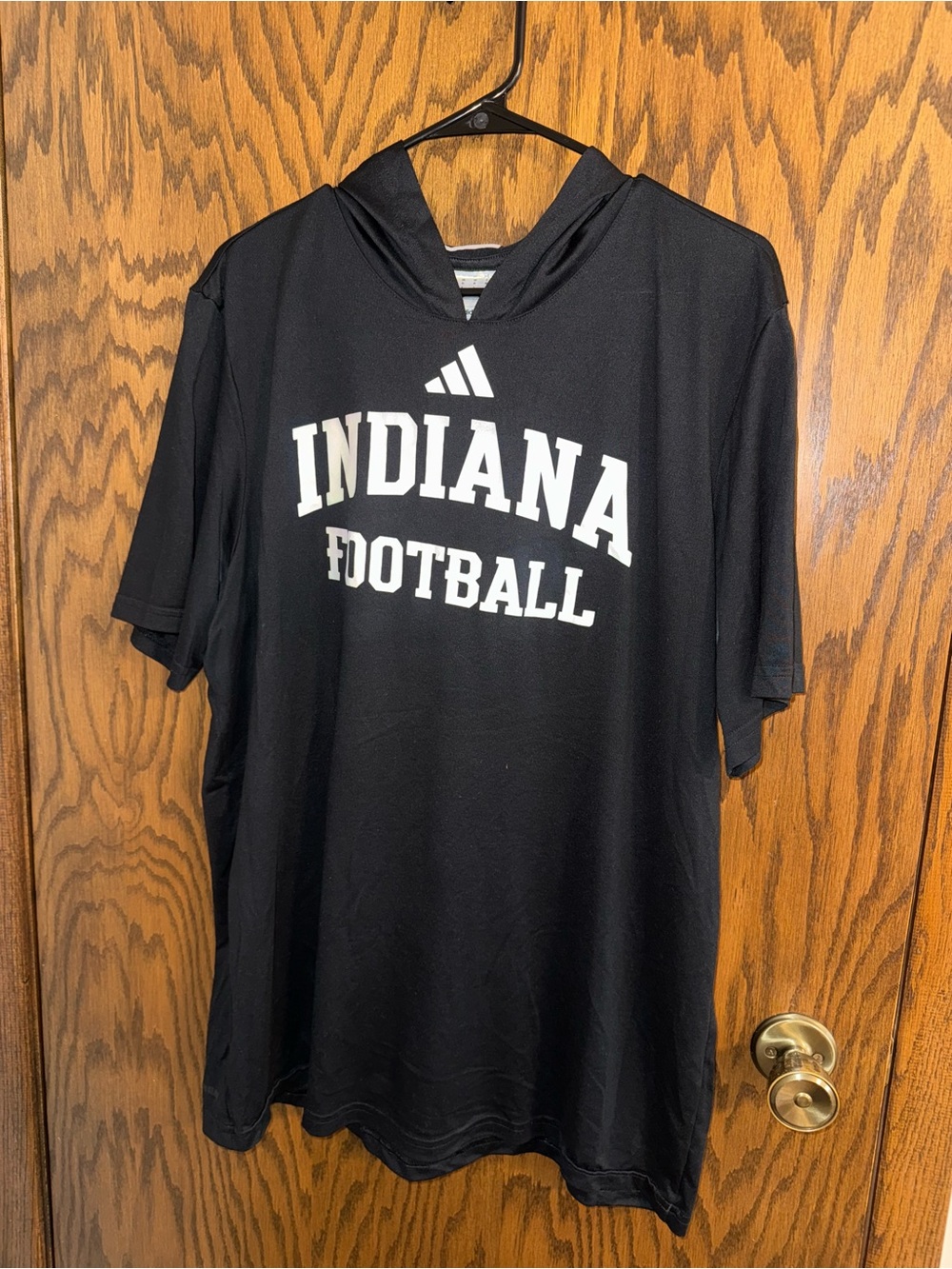 adidas Black Indiana Football Short-Sleeve Hoodie Shirt